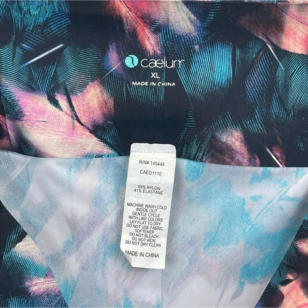 Caelum Leggings Women's Sz XL Skinny Ankle Mid Rise Pull on Athletic Blue Pink - Picture 10 of 10